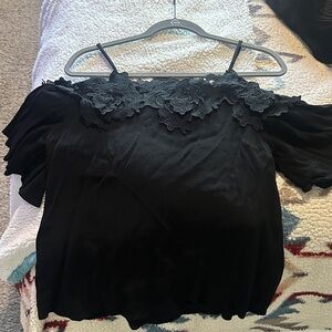 Ro & De Black Off-Shoulder Blouse